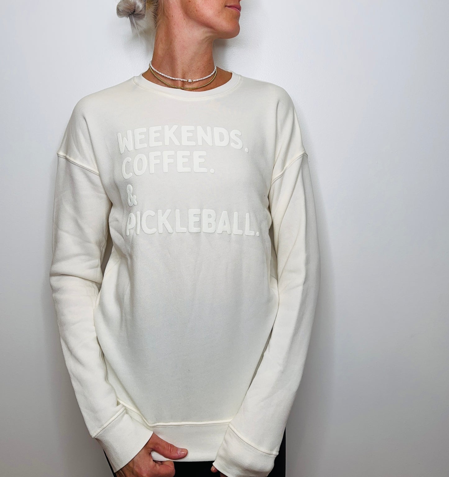 Weekends Coffee & Pickleball *Puff Print* Sweatshirt