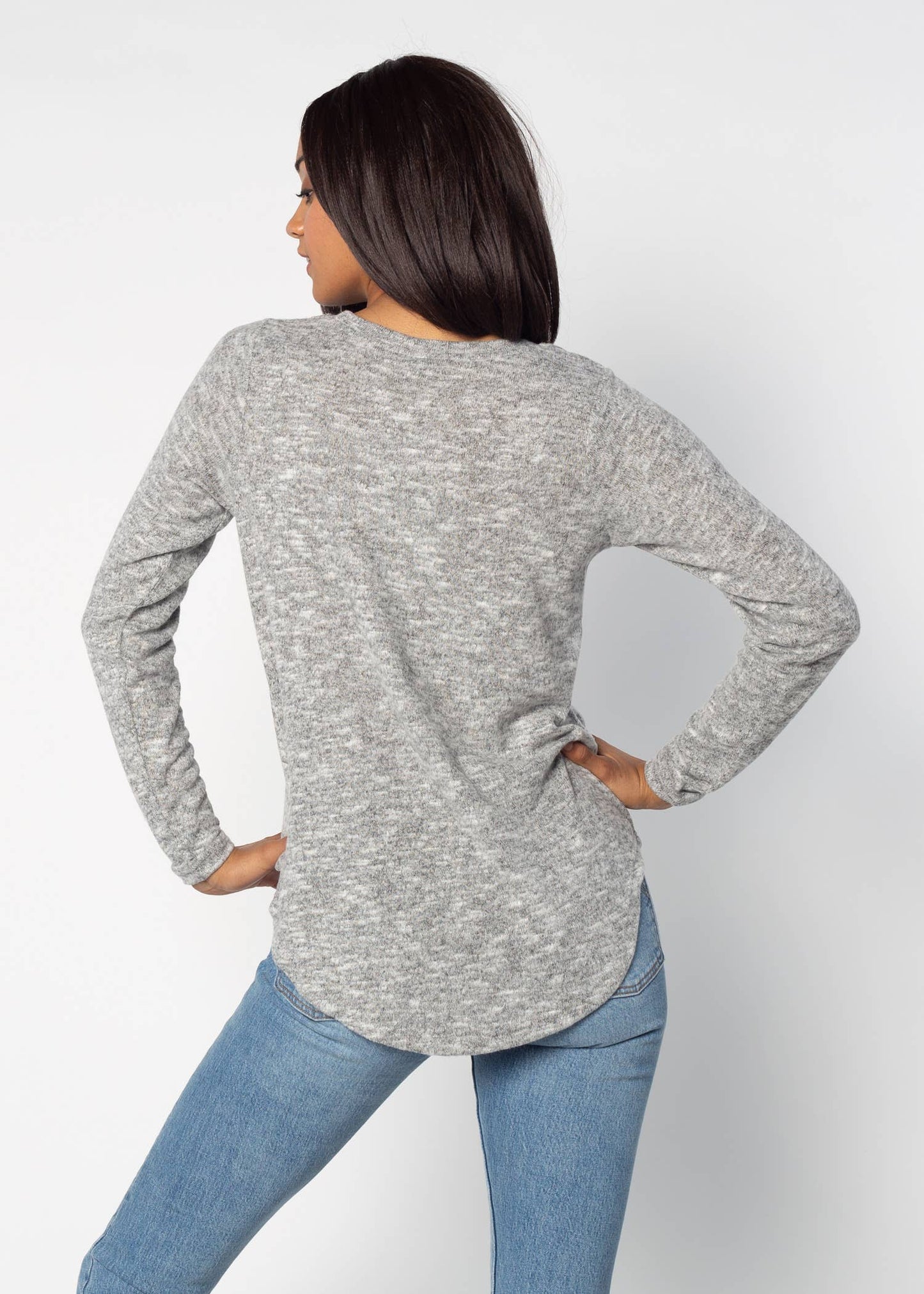 Sweater-Knit Long Sleeve T-Shirt