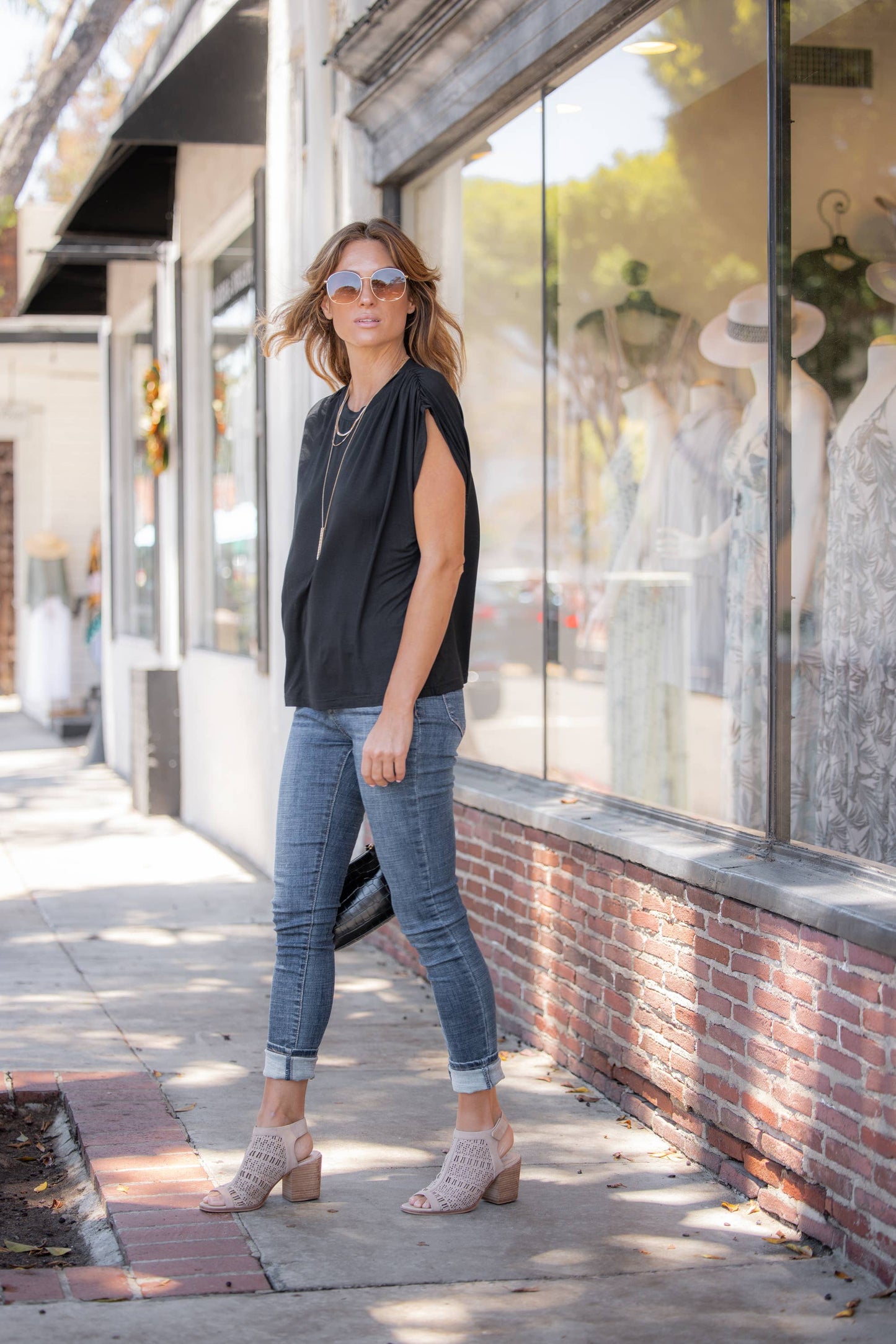 Super Soft Casual Ruched Shoulder Tee