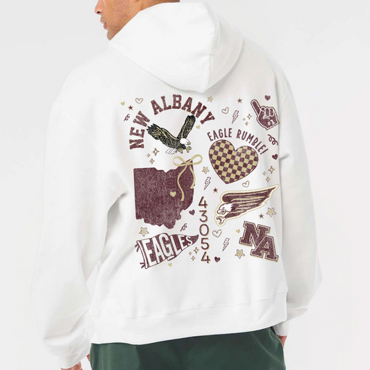 NAPTO: New Albany *Distressed Print* Collage 10oz Heavyweight Hooded Sweatshirt